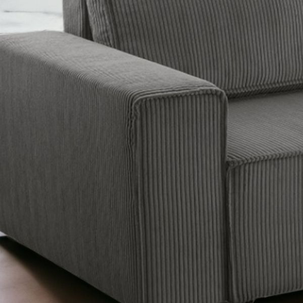 Wohnlandschaft Ecksofa Grau Cord XL mit Kopfteilverstellung Ottomane rechts links universell
