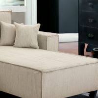 Wohnlandschaft Ecksofa Beige Genf Cord XL mit Kopfteilverstellung Ottomane rechts links universell