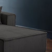 Wohnlandschaft Anthrazit Genf Cord XL mit Kopfteilverstellung Ottomane rechts links universell