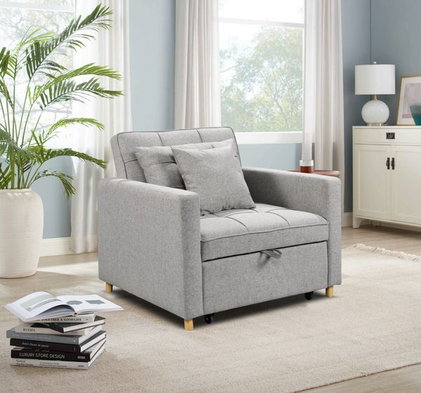 Schlafsessel Sofabett inkl. Kissen, ca. 101 cm x 95 cm x 88 cm - Hellgrau