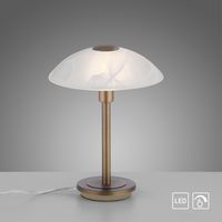 Tischleuchte ENOVA, dimmbar, Glas in Alabaster Dekor, Altmessing