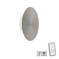 LED Wandleuchte AKKU PUNTUA, Akkubetrieb, Klettverschluss, Grau