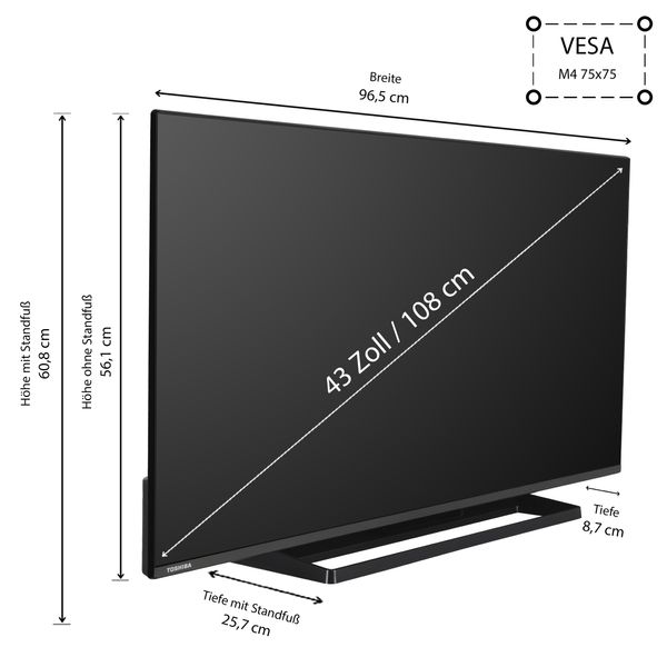43LV3E63DAZ 43 Zoll Fernseher/VIDAA Smart TV (Full HD, HDR, Triple-Tuner, Bluetooth, Dolby Audio)