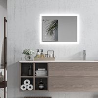 Badspiegel, Badezimmerspiegel mit LED-Leuchte, Memory-Funktion 70x 50cm