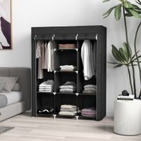 Stoffschrank, Faltschrank, Kleiderschrank mit Kleiderstange, 8 Ebenen