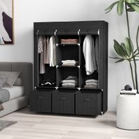 Stoffschrank, Faltschrank mit Reißverschluss, Kleiderschrank, Schwarz