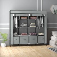 Stoffschrank Kleiderschrank mit Kleiderstange, 10 Fächern, 4 Schubladen