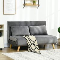 Schlafsofa 2-Sitzer Sofa mit Bettfunktion, Klappsofa mit Kissen, Grau