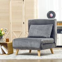 Schlafsessel, Klappsessel mit Bettfunktion, Schlafsofa mit Kissen, Grau