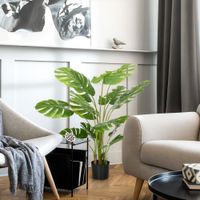 Künstliche Pflanze, 120 cm Kunstpflanze, Künstlich Monstera mit Übertopf