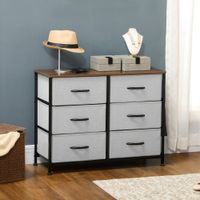 Kommode Schubladenschrank Sideboard mit 6 klappbaren Stoffschubladen Grau