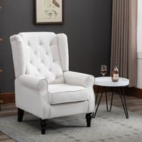 Einzelsessel mit Tufting Relaxsessel Einzelstuhl Holzfüße Polyester Creme
