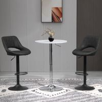 Barhocker-Set, 2 Hocker, Küchenhocker, Lederoptik, drehbar mit Fußstütze