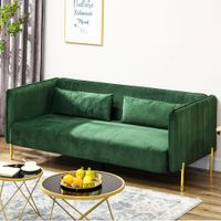 3 Sitzer Sofa Gästesofa mit 2 Sitzkissen, dreier Couch mit Armlehne, Grün