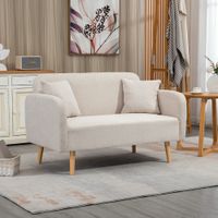 2 Sitzer Sofa Couch mit 2 Wurfkissen gepolsterter Doppelsofa mit Samtopik