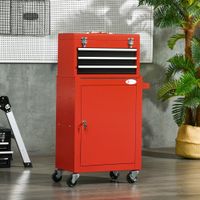 Werkzeugwagen, Werkzeugkiste, 3 Schubladen, verschließbar, Stahl, Rot