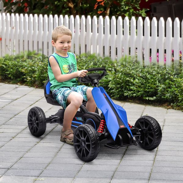 Gokart, Kinderfahrzeug mit verstellbarem Sitz, Tretfahrzeug, Blau