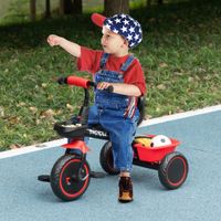 Dreirad Kinderfahrrad Kinderdreirad mit Beckengurt 2 Körben Schwarz+Rot
