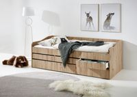 Funktionsbett Jill 90x200 inkl. Rolllattenrost, 3 Schubladen u. Bettschublade Artisan Dekor