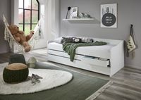 Funktionsbett JILL 90x200 ohne Lattenrost, 3 Schubladen u. Bettschublade Dekor Weiß