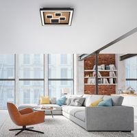 LED Deckenleuchte ELIZA, Serienschalter, 3000 Kelvin, quatratisch, Holz-natur