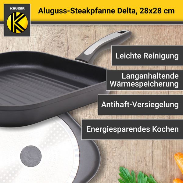 Aluguss Steakpfanne DELTA, 28 x 28 cm