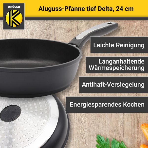 Aluguss Pfanne DELTA tief, 24 cm
