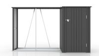 2in1 Brennholzlager mit Schrank aus verzinktem Stahl, ca. 270 x 105 x 158 cm - Schwarz