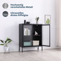 Highboard Tokio aus Metall in Schwarz mit Glastüren
