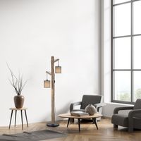 Stehleuchte GREEN TRIBU, 2x E27/10,00Watt max., Eukalyptusholz, Taupe