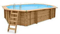 Interline Holzpool "Java" 6,40 x 4,00 m/ 1,36m Achteck Oval (Filteranlage 6,0m3, Basis Set)