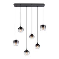 Pendelleuchte GREEN ZEA, 6x E14/25 Watt max., rauchfarbene Gläser, Schwarz