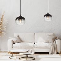 Pendelleuchte ZEA, 1x E27/25 Watt max., Glas in Rauchfarben, Schwarz