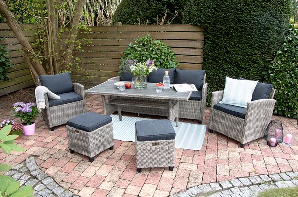 6tlg. Ecklounge Dining-Lounge "Prato II" grau