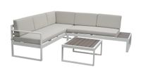 Ecklounge mit Tisch und Ablagetisch "Lima" - Weiß/Grau
