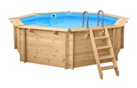 Interline Holzpool "Java" ø 4,40 m/ 1,36m Achteck Rund (Inkl. Pumpenhaus &amp; Poolroboter)
