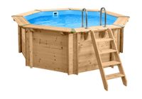 Interline Holzpool "Java" 3,55 m / 1,16m Achteck Rund (Inkl. Pumpenhaus &amp; Poolroboter)