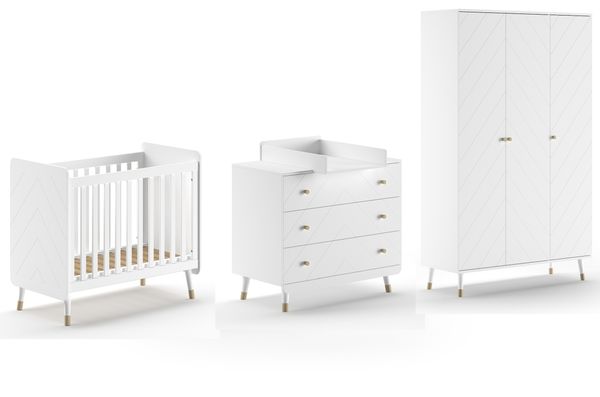 BILLY Babyzimmer, best. aus Kommode, Wickelaufsatz, Babybett 60x120 cm u. Schrank 3-trg.