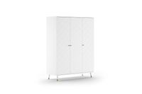 BILLY Kleiderschrank mit 3 Türen, MDF Satin weiß lackiert