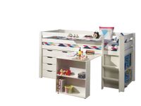 Spielbett Pino mit Schreibtisch, Regal, Hängeregal und Schubladenkommode