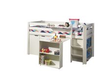 Spielbett Pino mit Schreibtisch, Regal, Hängeregal und Kommde 2-trg.