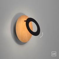 LED Wandleuchte, 1x LED-Board/6,00Watt, 3000 Kelvin, Holz-natur