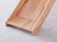 Spielbett KIM 90x200 cm, mit Rutsche und Turm Buche massiv natur lackiert Stoffset blau/rot