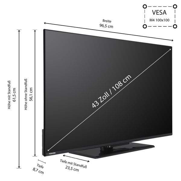 43UV3463DAW 43 Zoll Fernseher / VIDAA Smart TV (4K UHD, Dolby Vision HDR, Triple-Tuner)