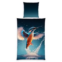 Eisvogel Bettwäsche Größe 80x80 + 135x200 cm