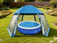 Universal-/ Poolpavillon für Aufstellpools XXL aus PVC, ca. 600 x 520 x 280 cm - Blau
