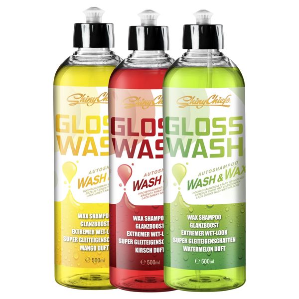 3er Pack GLOSSWASH SHAMPOO KIT - WASH &amp; WAX (3x500ml)