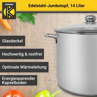 Jumbotopf mit Glasdeckel 14l