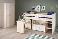Hochbett mit 2-trg. Kleiderschrank, Charly 5 - mit ausziehbarem Schreibtisch