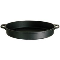 Robuste Gusseisen-Pfanne mit zwei Griffen, 30 cm Durchmesser, Schwarz